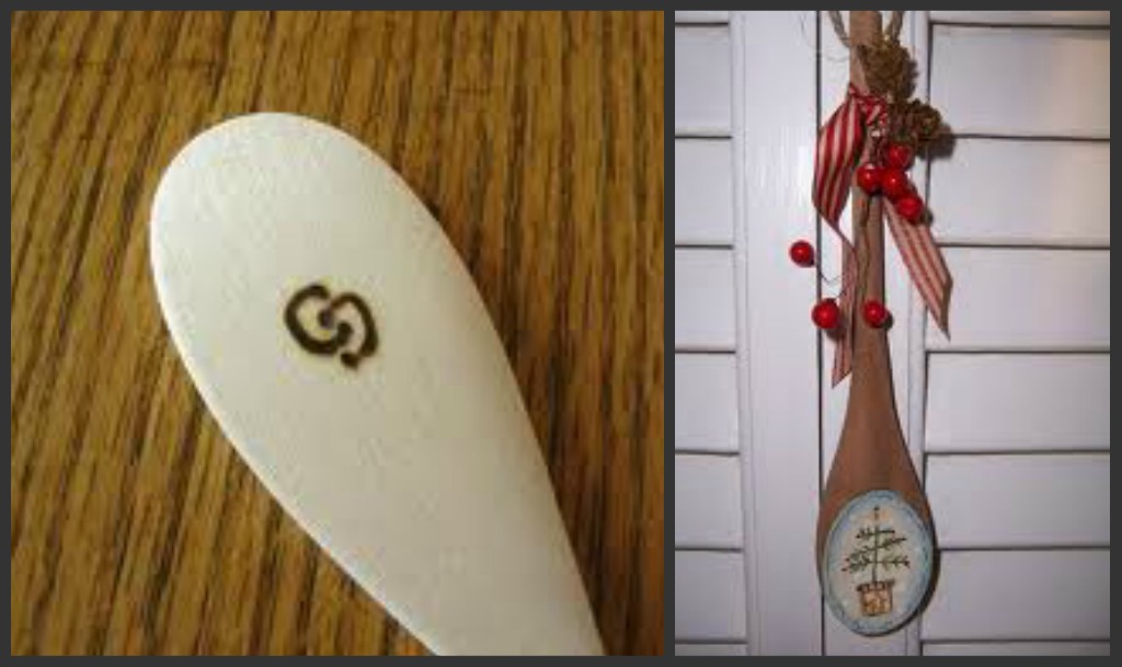decorated wooden spoon as christmas gift