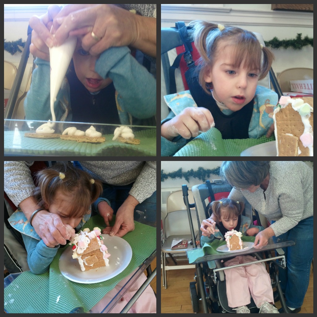 little girl making ginger bread house picture