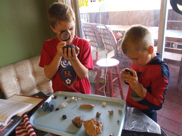 kids studying about rocks and crystals