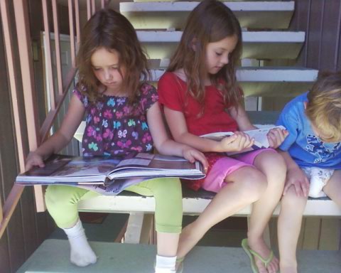 children studying crystals