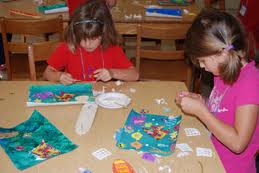 Girls making crafts