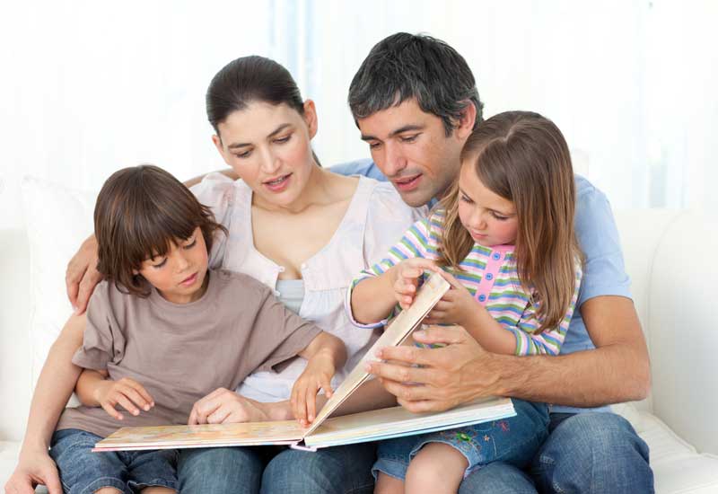 family-reading-book